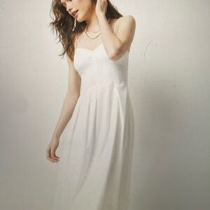 Poplin Corset White Midi Dress | Size 2